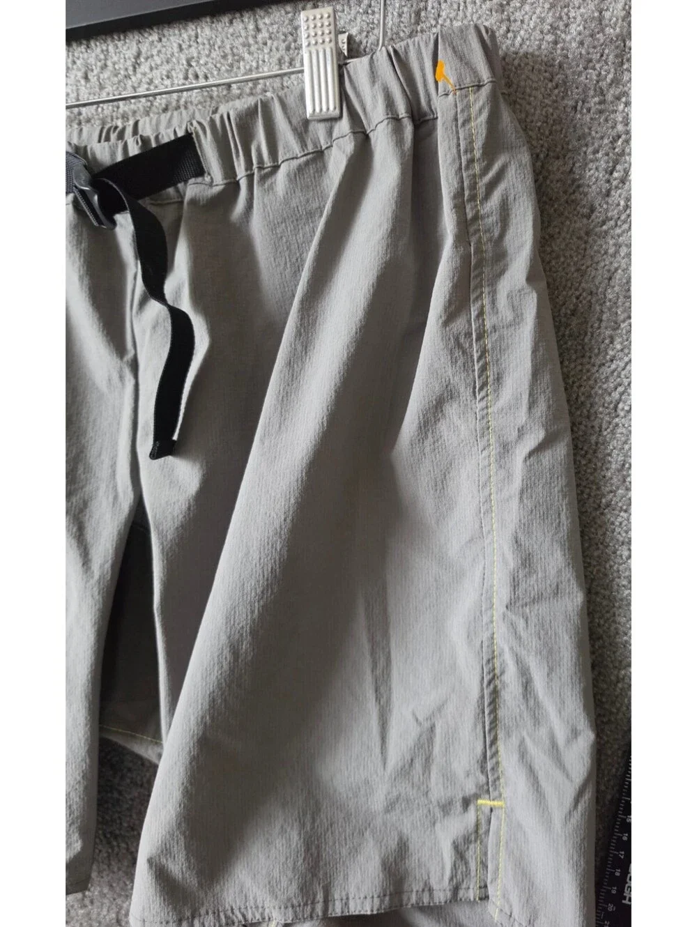 Santa Cruz Short Men Sz Lg Gray 2000s Mountain Bike Webge Belt Yellow Embroider
